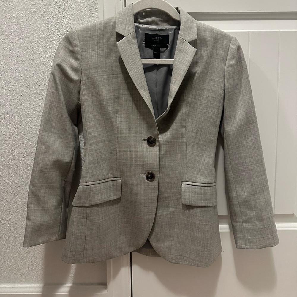 J. Crew Women's Light Gray Plaid Blazer